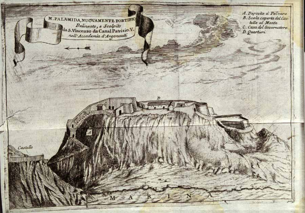 M. Palamida, nuovamente fortificato Delineato, e Scolpito da S. Vincenzo da Canal Patrizio V. nell'Accademia d'Argonauti_1708